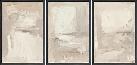 MUDECOR Framed Wall Art Print Set Neutral Abstract Modern Minimalist in Beige and Cream Tones Illustrations Modern Art Boho Decorative Colorful Chic for Living Room, Bedroom, Office - 24"x36"x3 Black