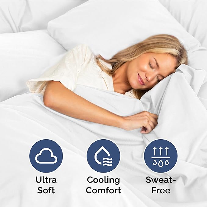 Hotel Luxury Durable Bed Sheets - Full Size 4 Piece Sheet Set - Extra Soft, Breathable And Cooling - Deep Pockets, Easy-Fit & Wrinkle-Free - Bright White Oeko-Tex