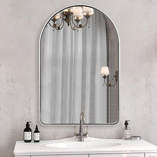 ANDY STAR Chrome Arch Mirror, 20x30'' Polished Chrome, Wall-Mounted Vertical 1'' Deep