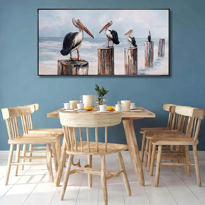 Bird Wall Decor Nature Canvas Prints Neutral Framed Wall Art 24"x48" Large Pictures for Dining Room Artwork for Office Bedroom