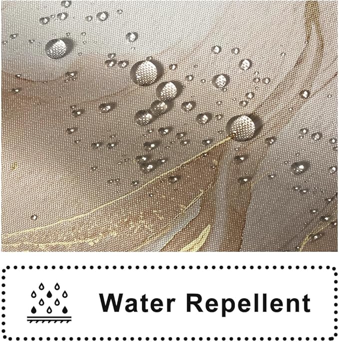 Brown Shower Curtain, Modern Brown Gold Grey Marble Shower Curtain for Bathroom Aesthetic Ink Texture Waterproof Shower Curtain Set with Hooks, 72x84 Inch
