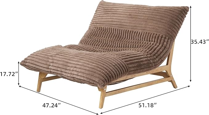 WJShome Oversized Chaise Lounge Chair,47.24" Accent Chair,Sleeper Sofa Bed for Living Room,Comfy Recliner Loveseat Couch with Removable Upholstered for Reading Bedroom (Brown)