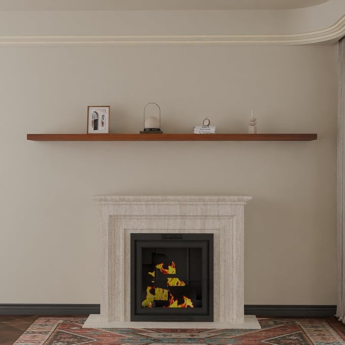 IEO Long Wooden Floating Shelves for Room Wall, Natural Wood Floating Shelves Wall Mounted Kitchen Shelf for Living Room, Bedroom, Kitchen,Bathroom, Storage (Honey Oak, 72in 1tier)