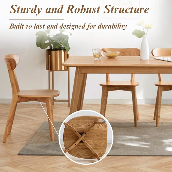 100% Solid Oak Wood Dining Chairs Set of 2 - Mid Century Modern Dining Chairs for Dining Room, Kitchen, and Living Room (Natural)