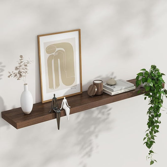 Floating Shelves for Wall, USA-Sourced Sapele Wood 48 Inch Long Wall Shelves, Natural Wooden Mounted Picture Ledge Shelf, Nursery Book Storage Shelf Kids Bookshelf, Display Shelf for Bathroom