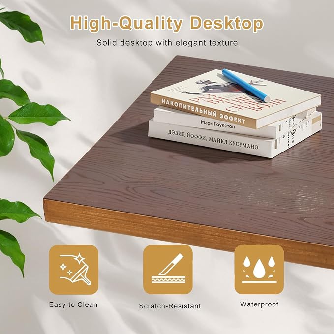 Industrial Leaning Desk with 2-Tiered Shelves Rustic Wall Mounted Computer Laptop Desk in Studying Room Farmhouse Writting Drafting Table for Office Pipe Design