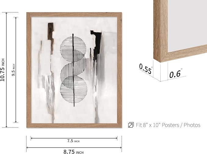Poster Master Circle Lines Poster - Line on Ink Wash Print - Drawing Art - Geometric Art - Abstract Art - Line Art - Modern Art - Aesthetic Art - Bedroom or Living Room Decor - 8x10 Beige Framed