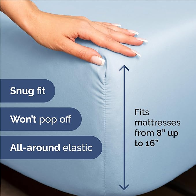 Full Size 4 Piece Sheet Set - Comfy Breathable & Cooling Sheets - Hotel Luxury Bed Sheets for Women and Men - Deep Pockets, Easy-Fit, Soft and Wrinkle Free Sheets - Light Blue Oeko-Tex Bed Sheet Set