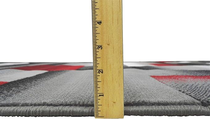HR 5’ x 7’ Rug in Lava - Premium Quality Lava/Black/Gray Abstract Geometric Modern Squares Pattern Area Rug - Contemporary Styling for Living Room, Bedroom - Unique Home Décor