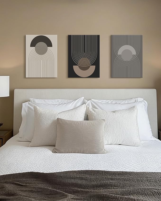 Boho Vintage Line Wall Art Framed Mid Century Bohemain Wall Decor Abstract Modern Artwork Home Office Living Room Prints Ready to Hang 12x16in Framed