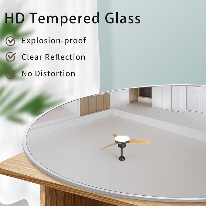 Round Wall Mirror 36 Inch, Large Circle Mirrors with White Wood Frame for Bathroom, Entry, Dining Room & Living Room,Tempered Glass-Shatterproof Mirror (White, 36 in)