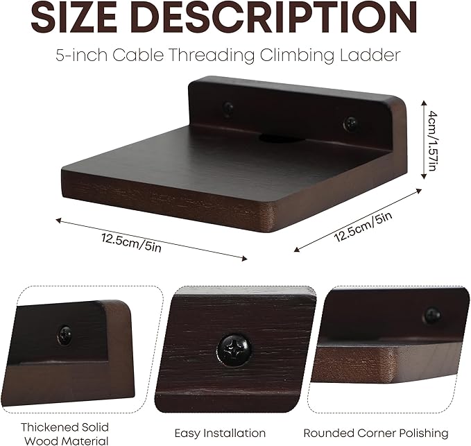 Small Floating Shelf for Wall,5 Inch Wooden Wall Shelf Set of 2,Mini Speaker, Baby Monitor,Cameras，Figurines Display Stand, for Bedroom, Gaming Room, Living Room, Bathroom, Office(Walnut)