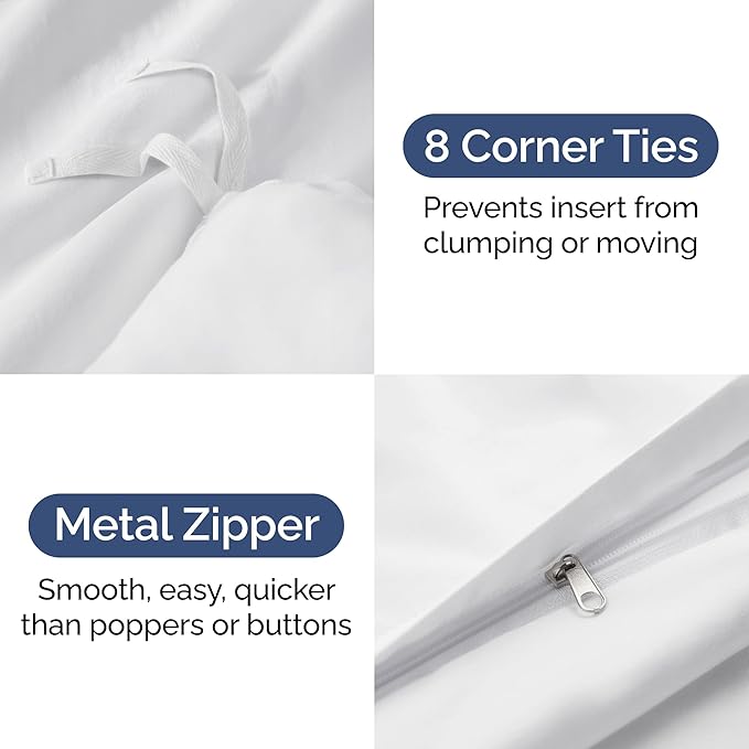 Duvet Cover King Size - Extra Soft King Size Duvet Cover - Lightweight, Breathable & Cozy - Easy Care & Fade Free with Zipper Closures & Ties - 104" x 90" Inches - (White) Comforter Not Included