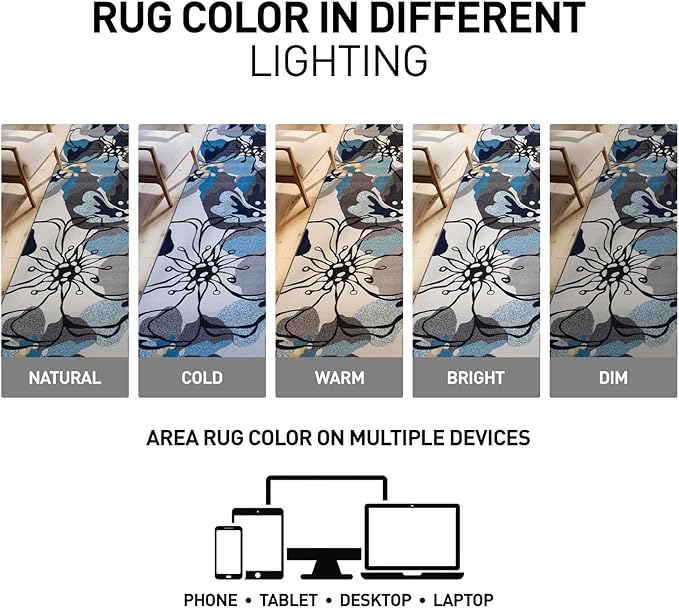 Rugshop Gray Large Floral Non-Slip Area Rug Fade Resistant for Living Room, Dining Room and Large Spaces, 12' x 15'