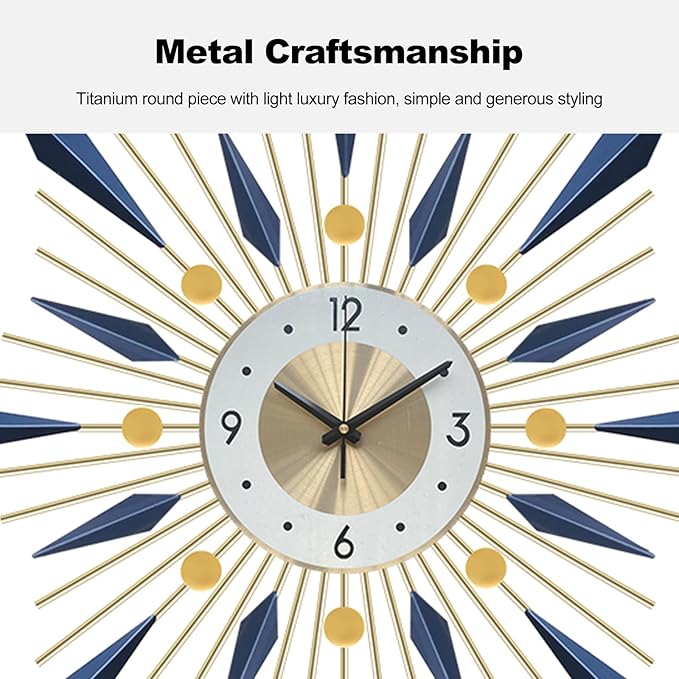 Ergocar Wall Clock, Stylish and Simple Large Decorative Kitchen Wall Clock, No Tick Silent Modern Metal Wall Clock, Suitable for Living Room, Office
