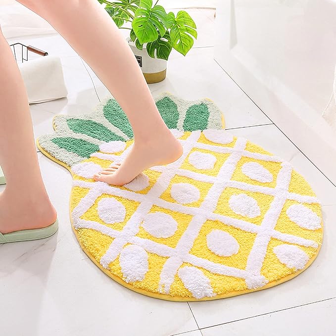 UKELER Bath Rug for Kids Non Slip Absorbent Bathroom Rugs Decorative Kitchen Mat Cartoon Pineapple Area Rugs for Kids Playroom Nursery Decor 31.5''x19.7''