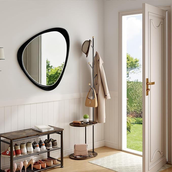 24x19 Inch Asymmetrical Mirror, Full Length Irregular Wall Mirror, Boho Decor for Bedroom, Mid Century Modern Floor Mirror for Living Room, Entryway and Hallway Decor