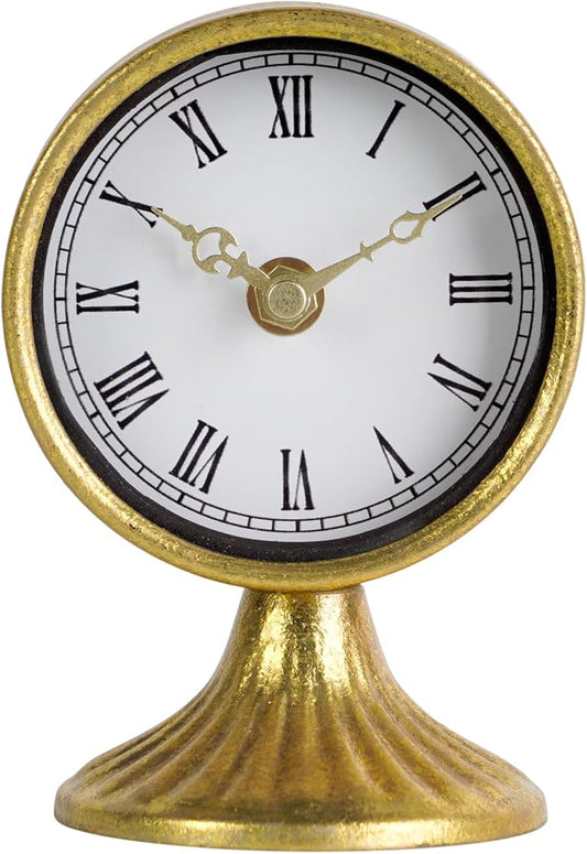 NIKKY HOME Vintage Table Clocks, Small Desk Clocks Decorative Gold Desk Shelf Clock Silent Non-Ticking Battery Operated Clock for Bedroom Living Room Decor