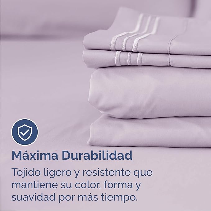 Cal King Size 4 Piece Sheet Set - Comfy Breathable & Cooling Sheets - Hotel Luxury Bed Sheets for Women & Men - Deep Pockets, Easy-Fit, Soft & Wrinkle Free Sheets - Light Lavender Oeko-Tex Bed Sheets