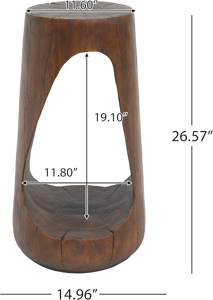 ø11.6'' Side Table End Table for Living Room, Modern Farmhouse Countryside Style, Magnesium Oxide & Lightweight Concrete Material for Indoor & Outdoor, No Assembly, Wood Grain, Antique Brown