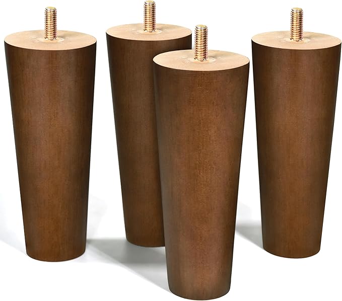 AORYVIC Furniture Legs Wood Sofa Legs Walnut Color Couch Replacement Legs for Cabinet Vanity Couch Chair Dresser Pack of 4 (6 inch)