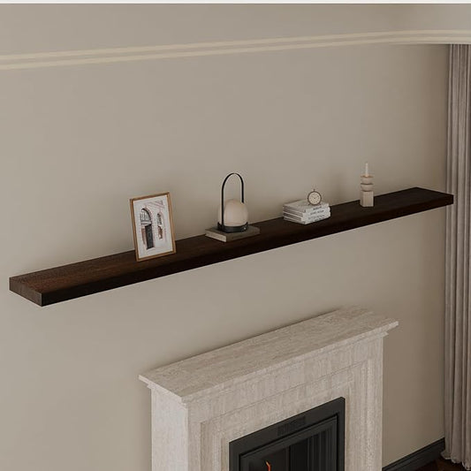 IEO Long Wooden Floating Shelves for Room Wall, Natural Wood Floating Shelves Wall Mounted Kitchen Shelf for Living Room, Bedroom, Kitchen,Bathroom, Storage (Walnut, 72in 1tier)
