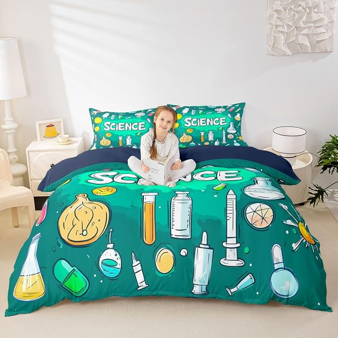 Erosebridal Science Students Duvet Cover Set Students School Study Twin Bedding Sets for Girls for Kids Boys | Chemical Equation Comforter Cover Back to School Supplies Bed Set, Room Decor Aesthetic