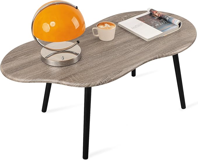 Small Coffee Table Cloud Shaped Living Room Tables Farmhouse Rustic Coffee Tables Wooden Irregular Accent Center Table for Small Spaces Home Office Grey Wash