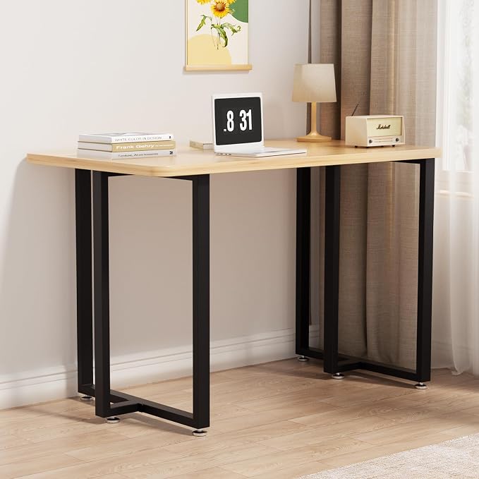 Table Legs 28”H x 35”W Heavy Duty Metal Furniture Legs T Shape for Dining Table Kitchen Table Office Desk Table Base Replacement with Adjustable Feet Pads Screws 1000 LBS Load Black Set of 2