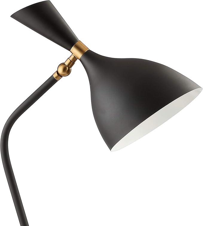 JONATHAN Y JYL9065A Albert 21.5" Iron Retro Mid-Century LED Table Lamp Contemporary Glam Bedside Desk Nightstand Lamp for Bedroom Living Room Office College Bookcase, Black/Brass Gold