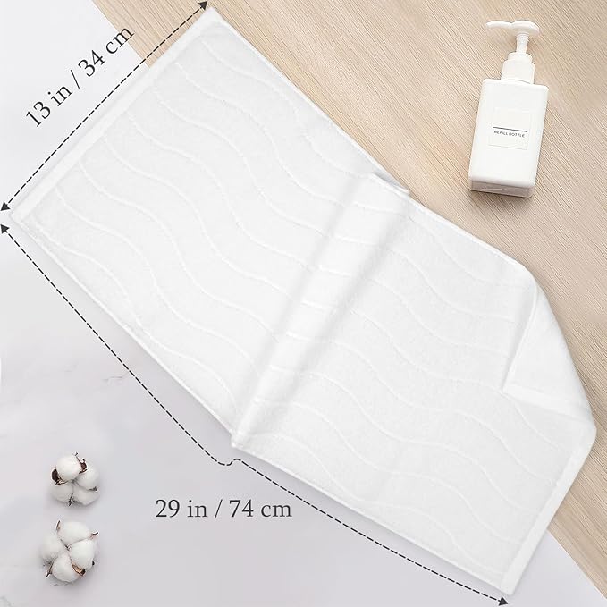 White Hand Towels for Bathroom Wavy Jacquard - 2 Piece Luxury Spa Hotel Hand Towel, Quick Dry Absorbent Face Towels, 13x29 Inches