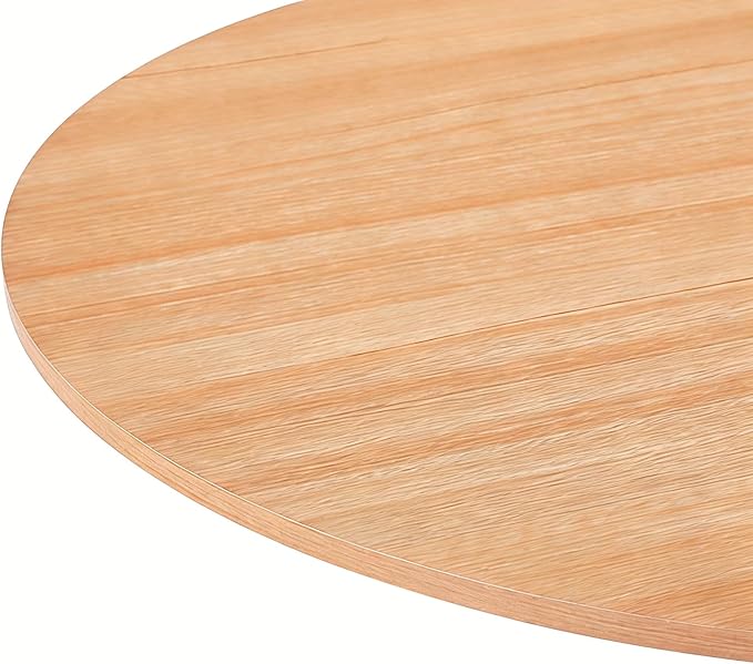 31.5 Inch White and Oak Round Dining Table for 2-4 People,Mid-Century Tulip Kitchen Table, Pedestal Base Table for Small Space Kitchen Dining Room