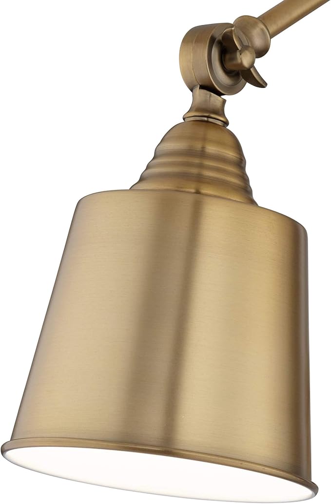 360 Lighting Mendes Modern Swing Arm Adjustable Wall Mounted Lamp Antique Brass Gold Metal Hardwired Down Light Fixture for Bedroom Bedside House Reading Living Room Home Hallway Dining