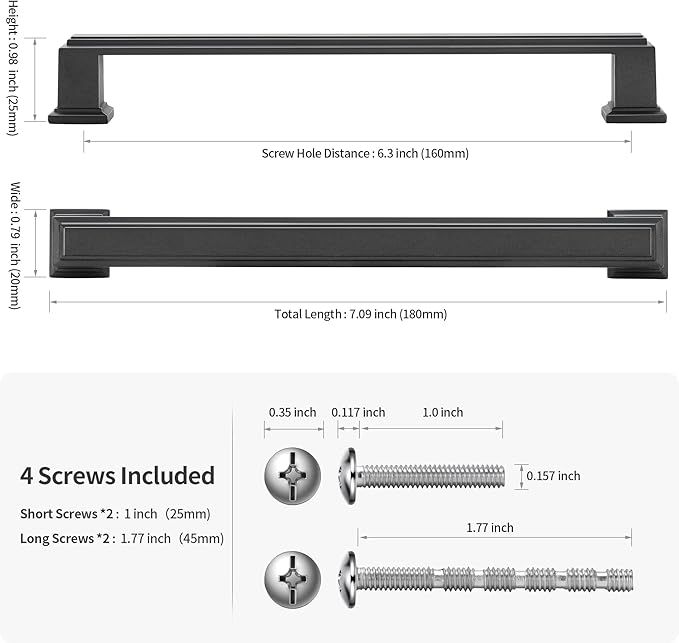 10 Pack 6.3 Inch(160mm) Hole Center Matte Dark Gunmetal Gray Modern Cabinet Pulls Kitchen Cabinet Handles Kitchen Cabinet Hardware Timeless Drawer Pulls for Dresser Cupboard Wardrobe, Gray(6.3x10)