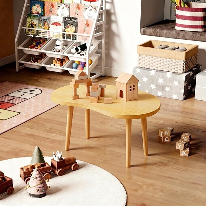 Mango Coffee Table Low Table with 4 Solid Wood Sturdy Legs,Floor Table Desk for Sitting on The Floor,19.7"D x 31.5"W x 16"H Inches,Living Room/Toy room Furniture,Rental house Furniture(Natural-Mango)