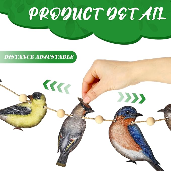 Bird Party Decorations Wooden Garland Birthday Decor 6.56 ft Rustic Hanging Woodland Banner for Bird Theme Party Baby Shower Summer Hawaiian Retro Farmhouse Ornament Vintage Nursery Supplies