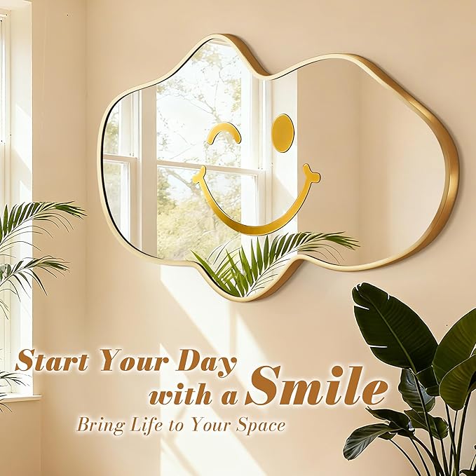 Decorative Cloud-Shaped Wall Mirror, Stylish Shatter-Proof HD Mirror for Bedroom, Entryway (24"x39", M, 1 Pack)