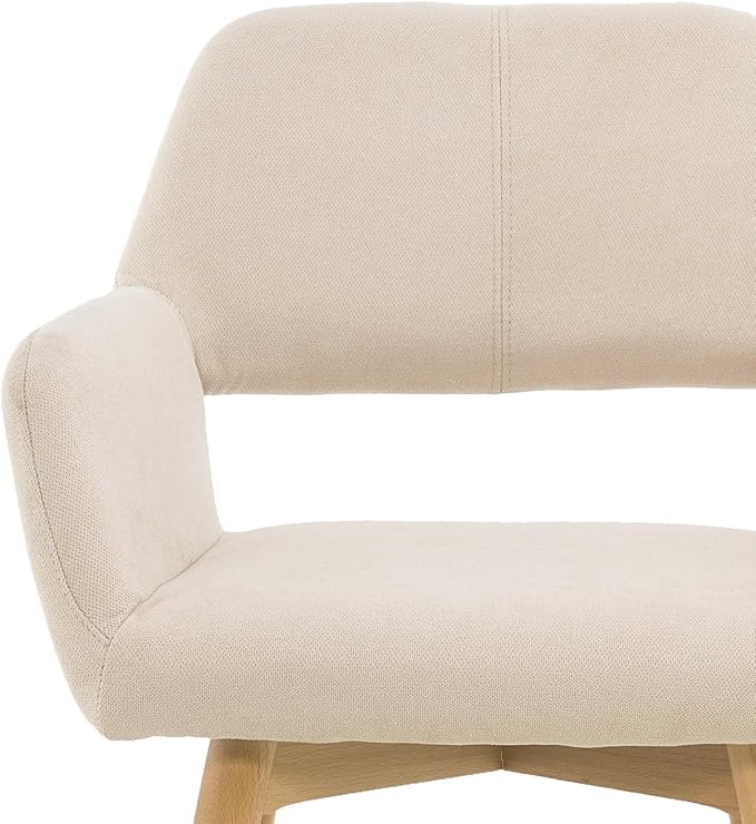 Mid Century Modern Dining Chairs Set of 6 & 4 & 2 Comfy Accent Chair Upholstered Kitchen Dining Living Room Chairs for Bedrooms Waiting Room Home Arm Desk Chair No Wheels (Beige, 6)