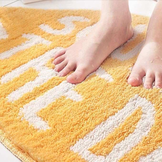 UKELER Soft Yellow Lemon Bath Rug for Kids Non Slip Absorbent Bath Mat Washable Shaggy Kids Bedroom Decor Bathroom Door Mat 31.5''x19.7''