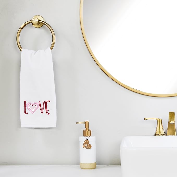 SKL Home by Saturday Knight Ltd. Valentine's Day Love Hand Towel Set, White 2 Pack