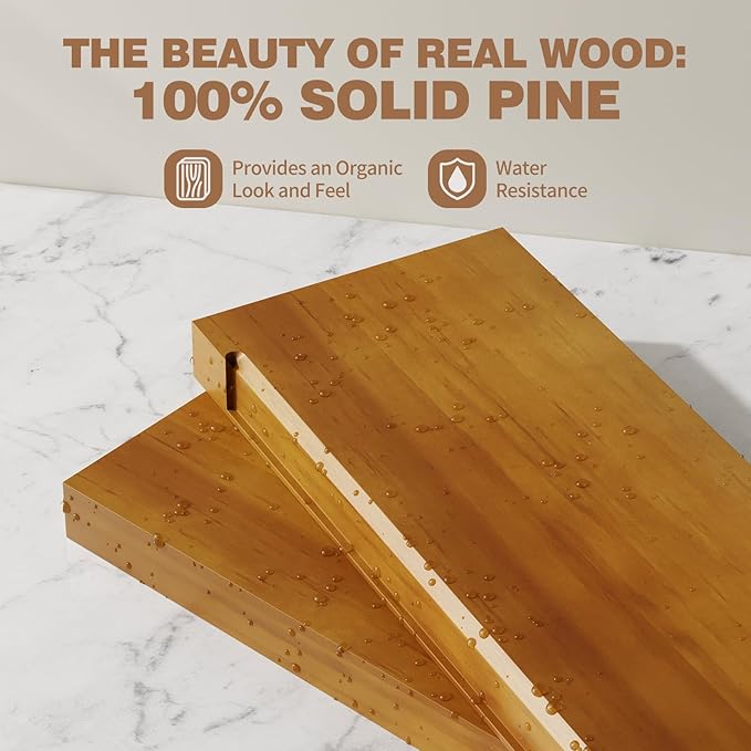 Solid Wood Floating Shelves 24'' Long, 8'' Deep Wall Mounted Shelves with Heavy Duty Brackets, Max Load 150 lbs, Wall Shelves for Bathroom Kitchen Living Room, 24 x 8 x 1.6 in, Walnut, Set of 2