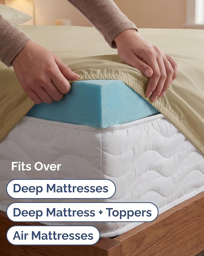 Extra Deep Twin XL Sheet Set - 4 Piece College Dorm Bed Sheets Set with Extra Deep Pockets - Ultra-Soft, Comfy & Breathable Bedding for Women, Men, Kids & Teens - Wrinkle Free & Fade Resistant - Beige