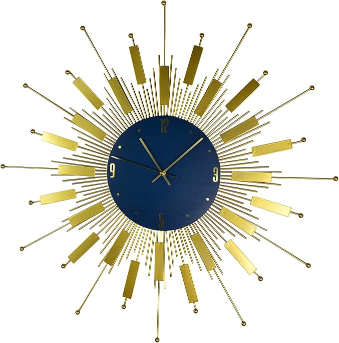 Large 27" Inch Gold Sunburst Wall Clock
