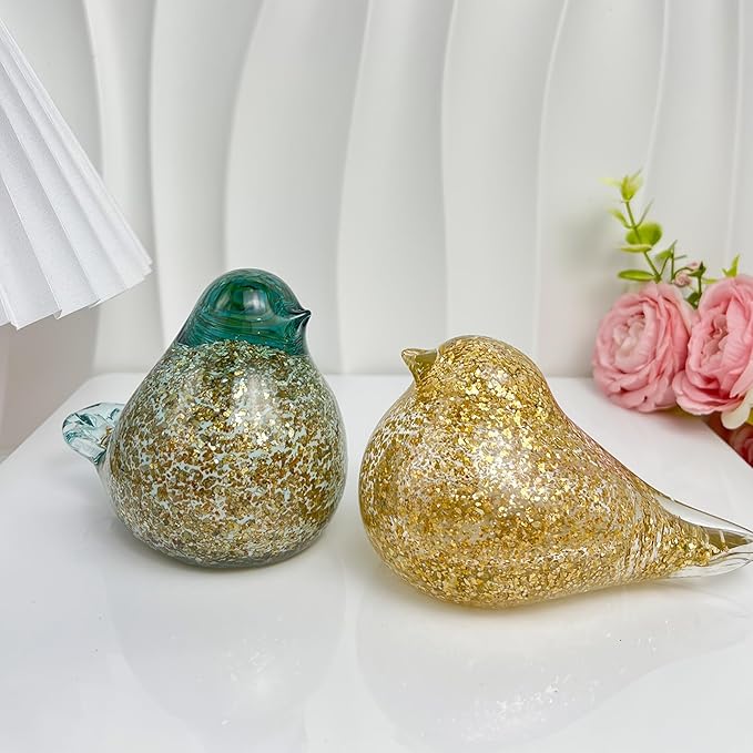 Glass Bird Decor Crystal Bird Sculpture Nature-Themed Home Accents Figurines Ornament Modern Art Living Room Shelves Tabletops