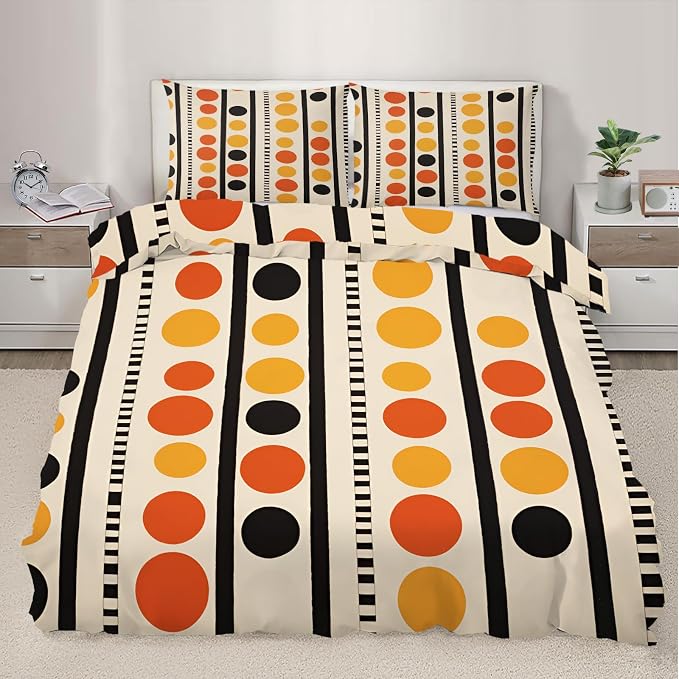 Modern Minimalism Duvet Cover Twin Colorful Geometry Bedding Set 2 Piece for Kids Bedroom Abstract Pattern Comforter Cover with Zipper Ties & 1 Pillowcases