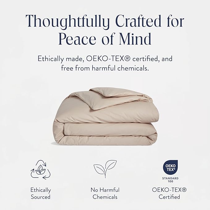 Brooklinen Luxury Percale Duvet Cover – 100% Cotton, Cool, Crisp, Extra-Long Corner Ties, Button Closure, Soft & Breathable – Machine Washable, Duvet Cover King/California King Bed Sizes (Pebble)
