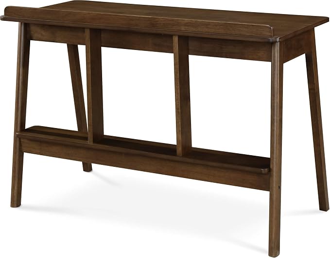 Finch Darren Home Office Desk with Drawer, Mid Century Accent Desk, 43 Inch Wide Simple Modern Study Table, Walnut Brown