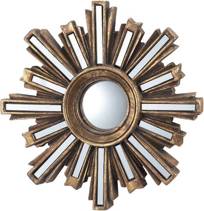 SPI Small Gold Deco Sunburst Convex Wall Mirror