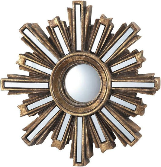 SPI Small Gold Deco Sunburst Convex Wall Mirror