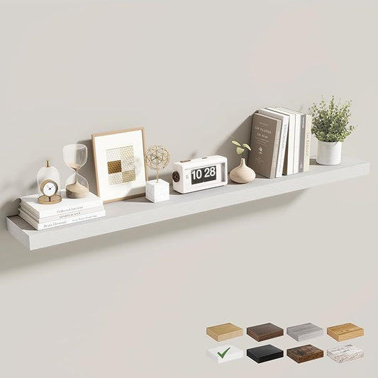 48 Inch Floating Shelves for Wall 1 Pack, 48" Wall Shelves for Books, Storage, Decor, Wall Mounted Floating Shelf with Invisible Brackets for Kitchen, Living Room, White